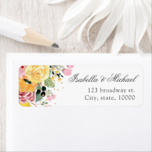Watercolor Floral Wedding Address Label