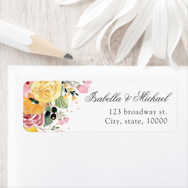 Watercolor Floral Wedding Address Label (Insitu)
