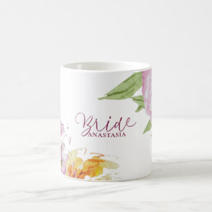 Watercolor Floral Wedding Bride Coffee Mug