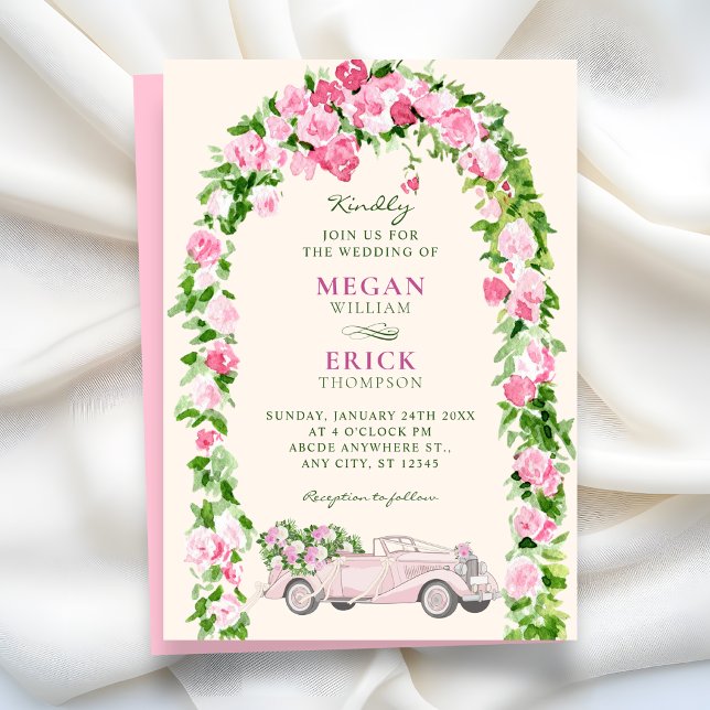 Watercolor floral wedding car invitation (Creator Uploaded)