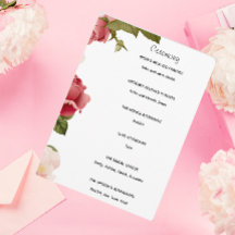 Watercolor Floral Wedding Ceremony Program | Pink