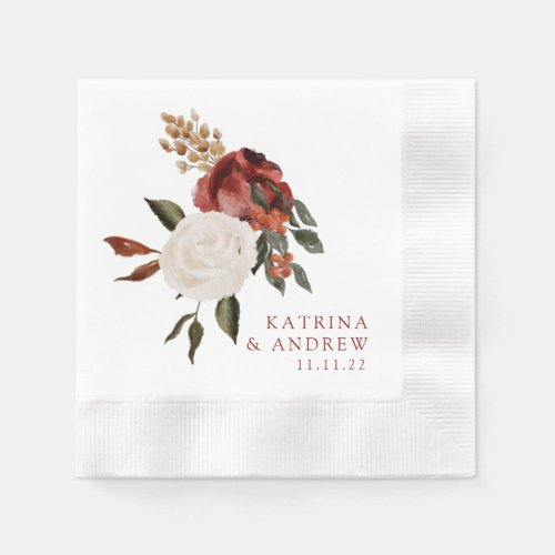 Watercolor Floral Wedding Cocktail Napkins