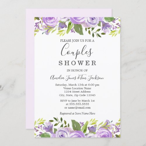 Watercolor Floral Wedding Couples Shower Invitation