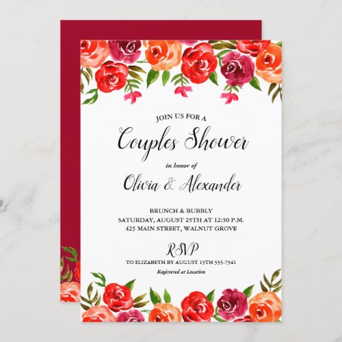 Watercolor Floral Wedding Couples Shower Invites