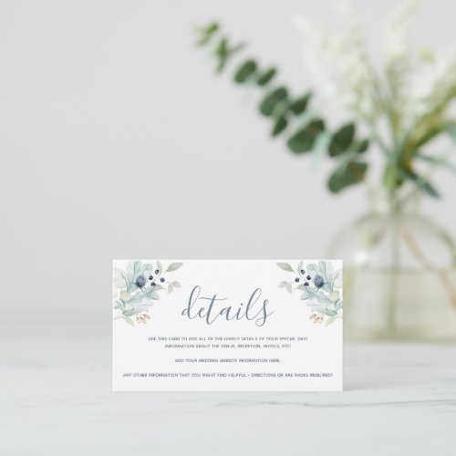 Watercolor Floral Wedding Details Card