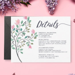 Watercolor Floral Wedding Details Enclosure Card