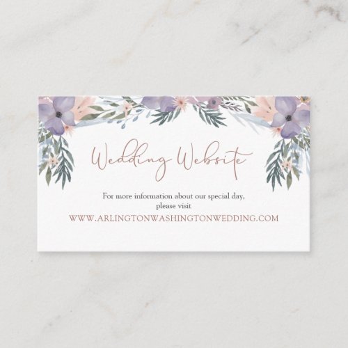 Watercolor Floral Wedding Details Website Enclosure Card