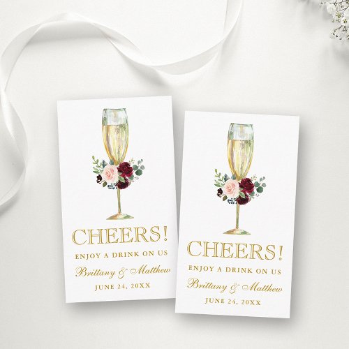 Watercolor Floral Wedding Drink Ticket Card