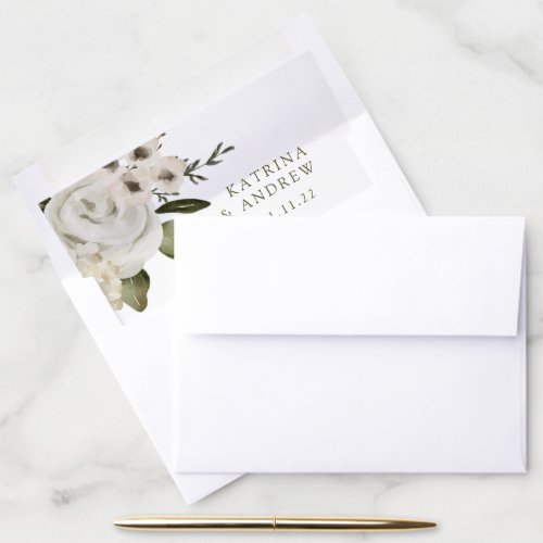 Watercolor Floral Wedding Envelope Liners