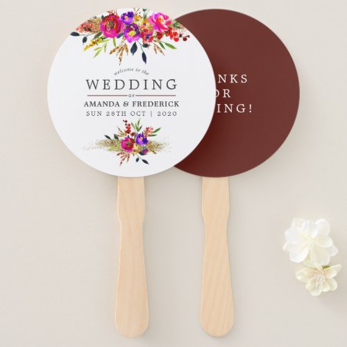 Watercolor Floral Wedding Favor Hand Fan