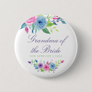 Watercolor floral Wedding Grandma of the Bride Button
