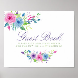 Watercolor Floral Wedding Guestbook Sign