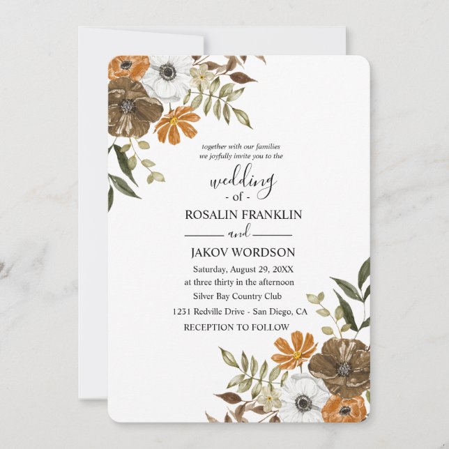 watercolor floral wedding Invitation (Front)