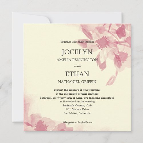 Watercolor Floral Wedding Invitation