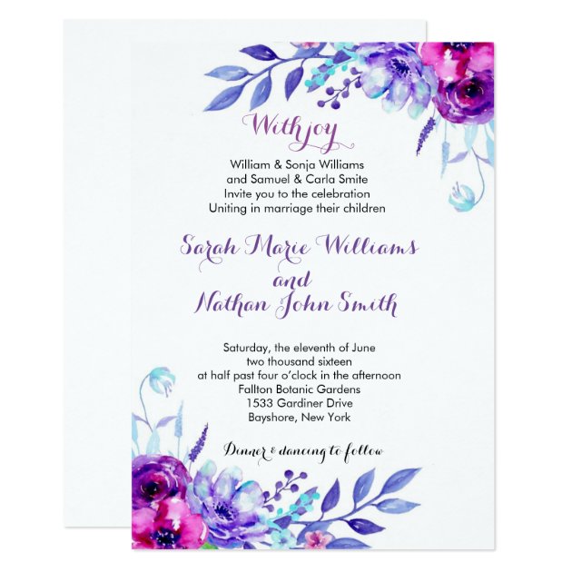 Watercolor Floral Wedding Invitation