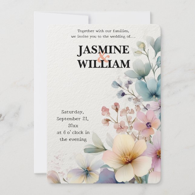 🎨 Watercolor Floral Wedding Invitation 💐💍 (Front)