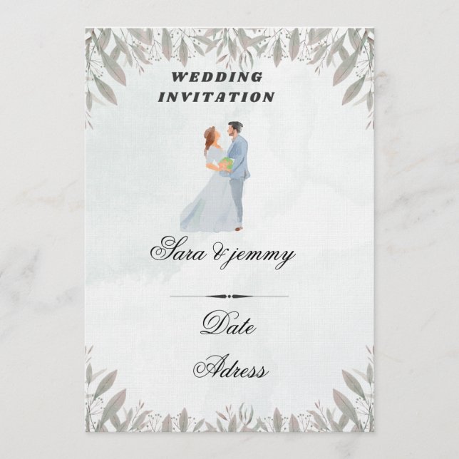Watercolor Floral Wedding Invitation (Front)