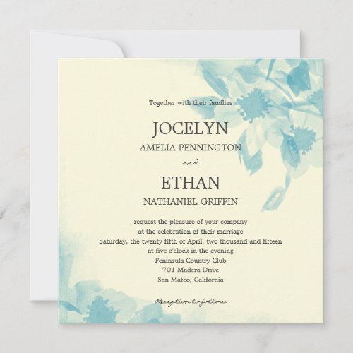 Watercolor Floral Wedding Invitation