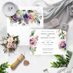 Watercolor Floral Wedding Invitation