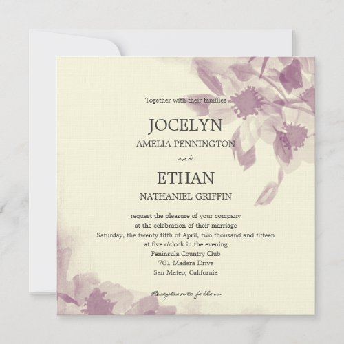 Watercolor Floral Wedding Invitation