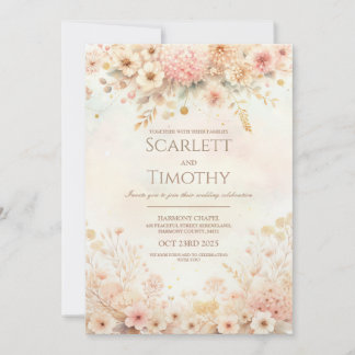Watercolor Floral Wedding Invitation
