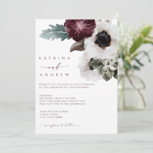 Watercolor Floral Wedding Invitation