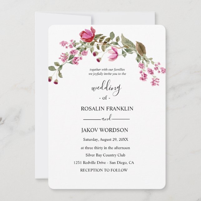 watercolor floral wedding Invitation (Front)