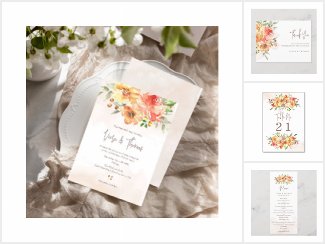 Watercolor Floral Wedding Invitation Suite