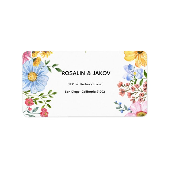 watercolor floral wedding label (Front)