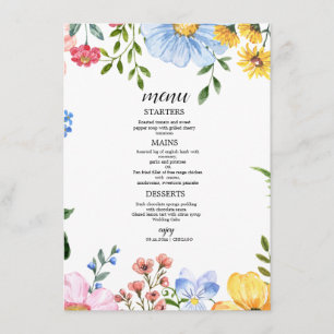 Watercolor Floral Wedding Menu