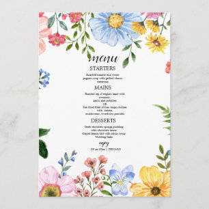 Watercolor Floral Wedding Menu