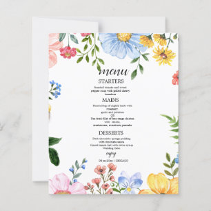 Watercolor Floral Wedding Menu