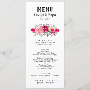 Watercolor Floral Wedding Menu