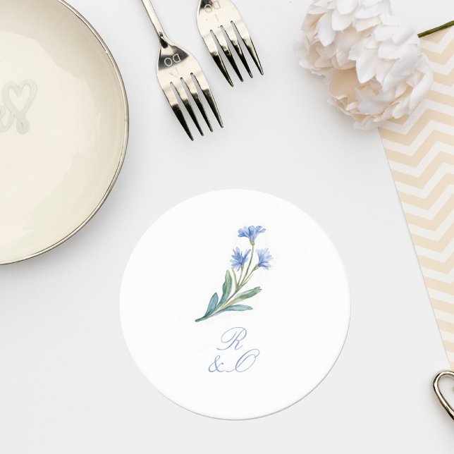 Watercolor Floral Wedding Monogram Coaster (Creator Uploaded)