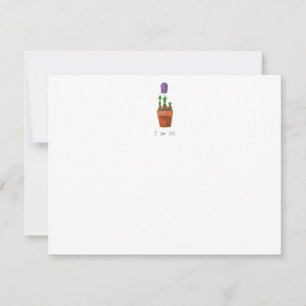 Watercolor Floral Wedding Monogram Stationery Note Card