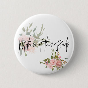 Watercolor floral Wedding Mother of the Bride Button
