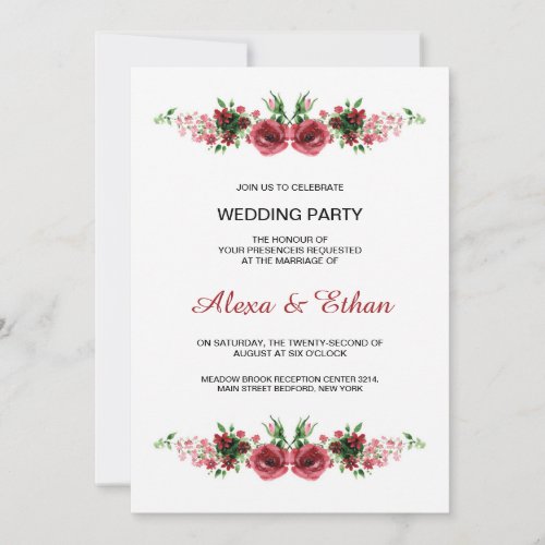 Watercolor Floral Wedding party invitation card
