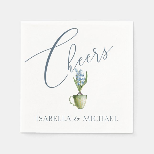 Watercolor Floral Wedding Personalized Napkins (Front)
