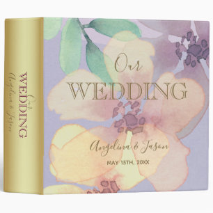 Watercolor Floral Wedding Photo Album 3 Ring Binder