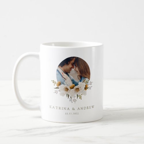 Watercolor Floral Wedding Photo Mug