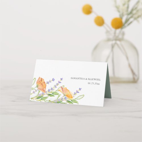 Watercolor Floral Wedding Place Card