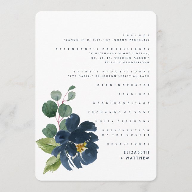 Watercolor Floral Wedding Program (Front)