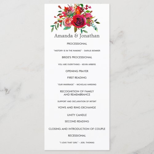 Watercolor Floral Wedding Program