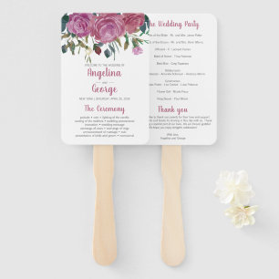 Watercolor floral wedding program fan