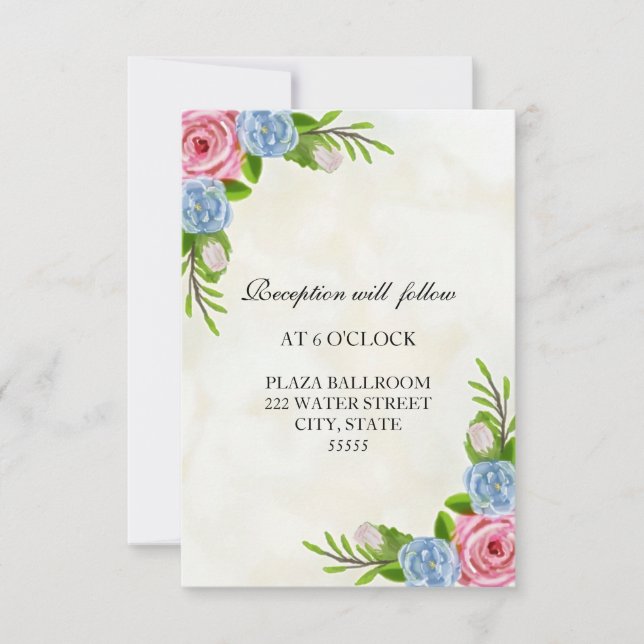 Watercolor Floral Wedding Reception Card (Front)