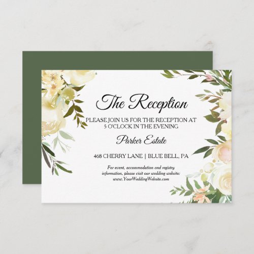 Watercolor Floral Wedding Reception Card