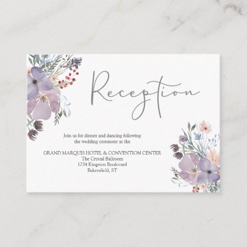 Watercolor Floral Wedding Reception Details Enclos Enclosure Card