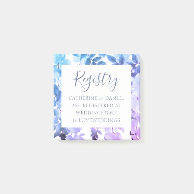 Watercolor Floral Wedding Registry Card Post-it Notes (Front)