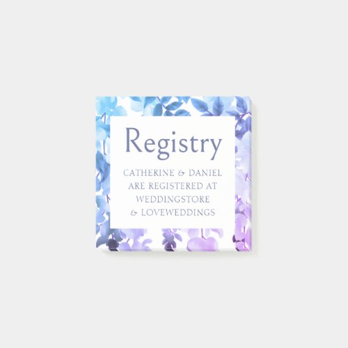 Watercolor Floral Wedding Registry Card Post_it Notes