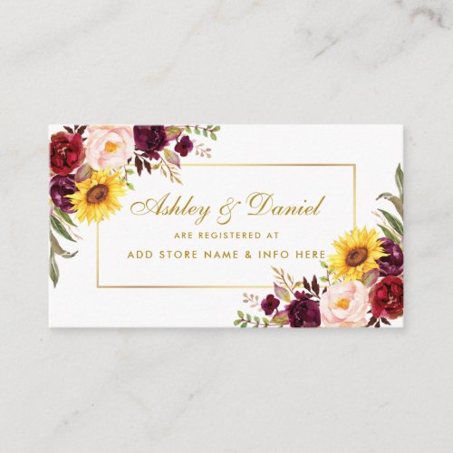 Watercolor Floral Wedding Registry Insert Card